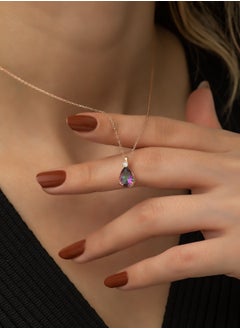 اشتري Drop Mystic Topaz Stone Necklace - Silver في مصر