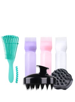 Buy Lifenpure™  5 pcs pack detangle hair comb green 1 pc scalp massager shampoo brush dye bottle applicator 3 pcs in UAE