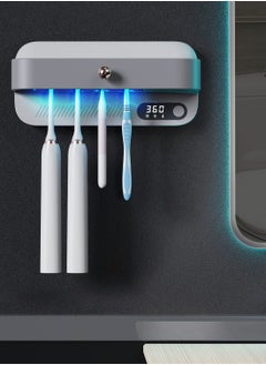 Buy UV Toothbrush Sanitizer Dryer Heating and Fan Drying Function UVC-LED Tooth Brush Cleaner Sterilizer Holder Wall Mounted Suitable for Oral-B in Saudi Arabia