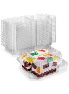 Buy Pack of 40 Clear Hinged Containers - Cake Slice Container for To Go - Made in USA‎ - Medium Deep Individual Square PlasticContainer‎ - 5 x 5 x 2.75. in Saudi Arabia