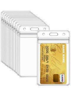 Buy 20 PCS Clear Plastic ID Vertical Name Badge ID Card Holders, with Waterproof Type Resealable Zip, Plastic Name Tag Holder in Saudi Arabia