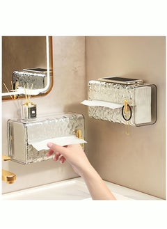 Buy Acrylic Tissue Box Tissue Dispenser Dryer Sheet Holder,Clear Water Ripple Tissue Storage for Bathroom Kitchen Living Room Bedroom Office Car Desk or Wall Mounted Creative Ins Style Tissue Box in Saudi Arabia