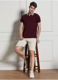 اشتري Regular Fit Rust Cotton Polo T-Shirt في الامارات