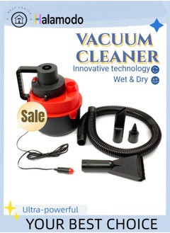 Buy 12V High-Power Multifunctional Portable Car Drum Vacuum Cleaner Wet and Dry for Home or Car Interior Cleaning (Red) in Saudi Arabia