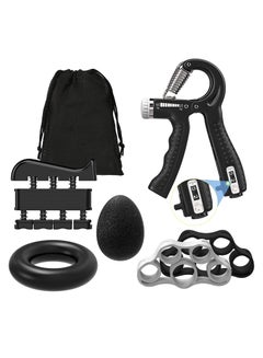 Buy Grip Strength Trainer Kit with Counter 5 Pack, Adjustable Hand Grip Exerciser Strengthener for Recovery, Finger Trainer, Finger Stretcher, Grip Ring and Stress Relief Grip Ball in Saudi Arabia