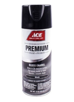 Buy Premium Gloss Enamel Quick-Drying Spray Paint Black 340 g 17004 in Saudi Arabia