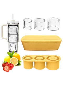 Buy Ice Cube Tray for 40Oz Tumbler, Silicone Hollow Cylinder Ice Mold with Lid and Bin for Freezer, Ice Drink, Juice, Compatible with 40Oz Tumbler (Yellow) in UAE