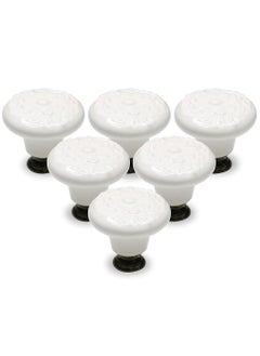 اشتري Drawer Knobs Greyish White Cabinet Knobs Retro Ceramic Dresser Knobs 33mm Drawer Knobs Door Knobs Drawer Pulls Dresser Handles with Mounting Screws 6pcs 1.3" في السعودية