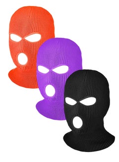 Buy 3-Hole Full Face Cover Winter Outdoor Sport Knitted Face Cover Ski Adult Balaclava Headwrap Full Face Mask Motorcycle Cycling Snowboard Gear for Outdoor Sports for Men Women in UAE