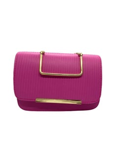 اشتري Women's leather bag, fuchsia color, with a golden metal handle في مصر