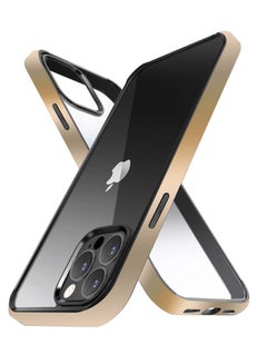 اشتري iPhone 13 Pro Max Clear Case with Shockproof Electroplating Frame Slim Anti-Drop Back Cover 6.7 inch Gold في الامارات
