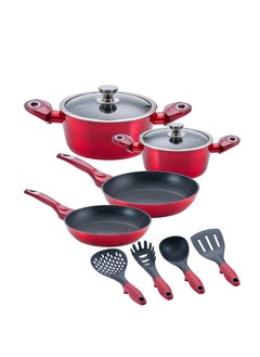 Buy 10 Piece Premium Forged Metallic Aluminium cookware set, RED, SV52 in UAE