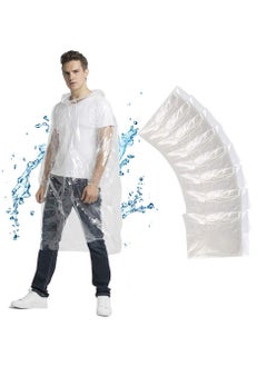 اشتري Rain Ponchos, with Drawstring Hood  Emergency Disposable Rain Ponchos Family Pack for Adults, Clear8PCS 35Gpcs في الامارات