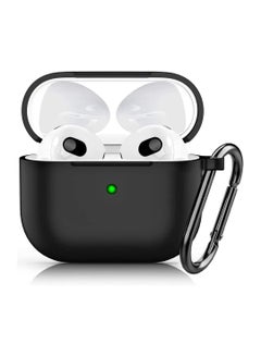 Buy AirPods 3 Case Cover Shock Proof Silicone Skin Full Protective Cover (Black) in UAE