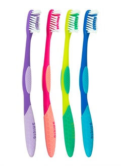 Buy Shield Care Pro-Clean Toothbrush with Small Head for Better Reach (Family Care - Soft Bristles) Individually Wrapped - 4 Colors - 4 Count (Pack of 1) in UAE