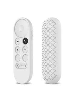 Buy Silicone Case For Google Chromecast with Google TV 2020 Voice Remote, Anti Slip Protective Case Holder Skin Shockproof Bumper Cover - White in UAE