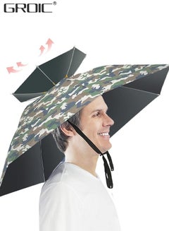 Buy Fishing Umbrella Hat Folding Adjustable Sun Rain Cap, Diameter Large Umbrella Hat for Adults Hands Free UV Protection Head Umbrella Double Layer for Fishing, Gardening, Beach and Golf in UAE