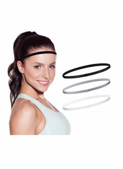 Buy 6 Pieces Thin Non-slip Elastic Sport Headbands Mini Headbands for Men Women Slim Basketball Yoga Head Bands for Soccer, Workout, Running, Exercise, Volleyball, Black, White and Gray in UAE