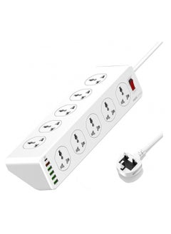 Buy Surge Protector Power Strip, Extension Socket, 30W USB Charger Power Strip with 6 Ports with 10 Ports/5 * USB / 1 * PD USB-C Wall Charger Fast Charging, 2500W, 2m Power Cable in Saudi Arabia