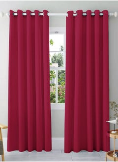 Buy Amali 2 Blackout curtains for living room Decor or bedroom window, noise reduction and light blocking with 16 Grommets in 2 panels long 274cm and 127 cm in width Scarlet in UAE