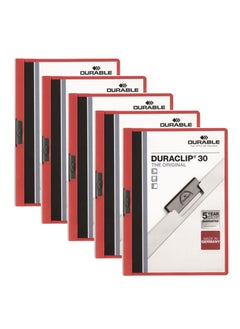 اشتري 5-Piece Duraclip Clip Folder Red في الامارات