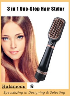 Buy 3 in 1 Hair Styler, One-Step Hair Dryer Brush, Hot Air Styler, Electric Hair Dryer Hair Curler, Straightener Brush, Volumizer Ceramic, for Drying Styling and Frizz Control in Saudi Arabia