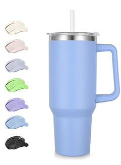 Buy COOLBABY 40 oz (1.2L) Tumbler with Handle and Straw, Insulated Stainless Steel Tumbler with 2 In 1 Lid, Double Vacuum Travel Mug Coffee Cup(Blue) in UAE