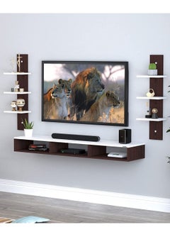 Buy Wall Mounted TV Unit, Cabinet, with TV Stand Unit Wall Shelf for Living Room (Brown&White) in UAE