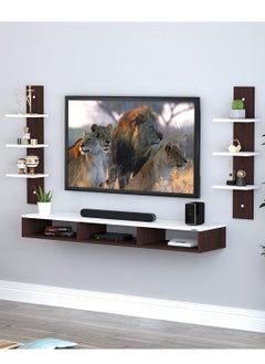 Buy Wall Mounted TV Unit, Cabinet, with TV Stand Unit Wall Shelf for Living Room (Brown&White) in UAE