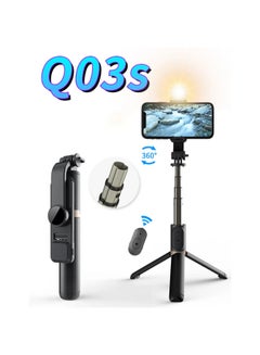 اشتري Q03S bluetooth selfie stick expandable mini tripod with LED fill light remote control shutter for Android IOS في الامارات