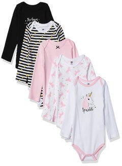 Buy Hudson Baby Unisex Baby Cotton Long-Sleeve Bodysuits Sparkle Unicorn 5-Pack, 18-24 Months in UAE