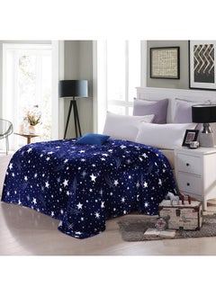 Buy Soft Star Printed Bed Blanket cotton Blue 1.5meter in Saudi Arabia