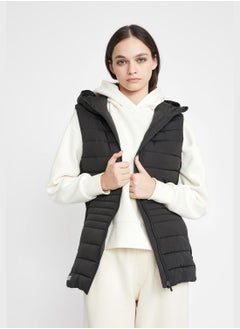 Buy Water-Repellent Slim Fit Hooded Sport Puffer Vest in Saudi Arabia