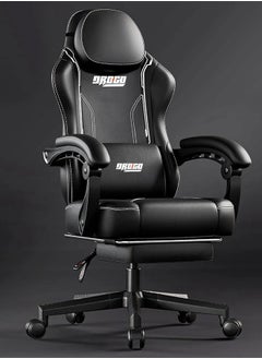 Buy Drogo Ergonomic Gaming Chair, Video Game Chair with Linkage Armrest, Footrest & Adjustable Seat Computer Chair with Leather, Head & Massager Lumbar Pillow Home & Office Chair with Recline Black in Saudi Arabia