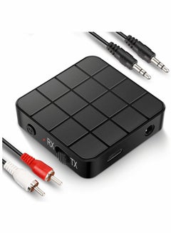 Buy Bluetooth 5.0 Transmitter Receiver, Bluetooth Audio Adapter, 2-in-1 Bluetooth Adapter Mini Portable RCA & 3.5mm AUX Compatible Low Latency HD Sound for TV/Home Stereo System Low Latency (black) in UAE