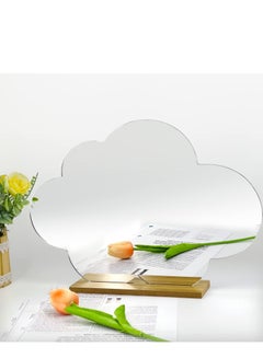 Buy Cloud Shape Irregular Mirror, Acrylic Mirror With Wood Stand, Wall-Mount Frameless Makeup Mirror in UAE