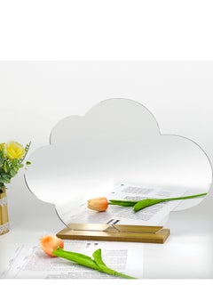 اشتري Cloud Shape Irregular Mirror, Acrylic Mirror With Wood Stand, Wall-Mount Frameless Makeup Mirror في الامارات