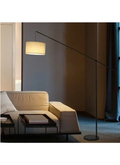 اشتري Arc Floor Lamp Overhang Cantilever Standing Floor Lamp for Couch Sofa Reading Living Room Bedroom Adjustable Balance Arm with Natural Linen Shades Heavy Base Foot Switch في السعودية