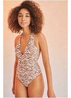 اشتري Halter neckline zebra print swimsuit في مصر