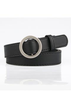 اشتري Round Buckle Non-hole Simple Student Jeans Belt 105cm Black في الامارات