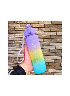 Buy VIO Leak-proof Durable Water Bottle, Motivational Bottle with Straw Sipper, Unbreakable Time Marker Water Bottle for Gym, Office, School, Home, Camping, Hiking, Fitness (Purple Yellow Blue) in UAE