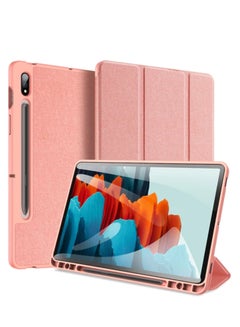 Buy Hybrid Slim Case for Samsung Galaxy Tab S8 Plus 2022/S7 FE 2021/S7 Plus 2020 12.4 Inch with S Pen Holder, Shockproof Cover, Auto Wake/Sleep PINK in UAE
