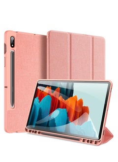 اشتري Hybrid Slim Case for Samsung Galaxy Tab S8 Plus 2022/S7 FE 2021/S7 Plus 2020 12.4 Inch with S Pen Holder, Shockproof Cover, Auto Wake/Sleep PINK في الامارات