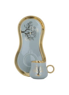 Buy A Set Of Gray And Gold Ceramic Coffee Cups With A Tree Pattern, 12 Pieces in Saudi Arabia