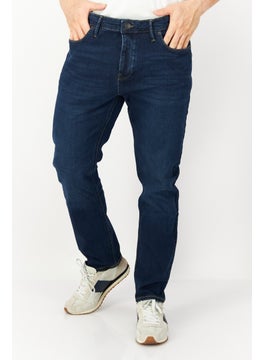 Buy Men Slim Fit Washed Stretchable Denim, Navy Blue in Saudi Arabia