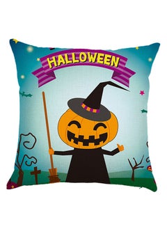 Buy Happy Halloween Square Pillow Cover Cotton Blend Multicolour in UAE