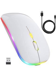 Buy LED Wireless Mouse, Slim Rechargeable Silent Bluetooth Mouse, Portable Wireless Computer Mouse with USB Receiver LED, Office Wireless Mouse for LaptopDesktop. in UAE