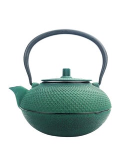 Buy Durable Coated with Enamel Interior Cast Iron Teapot with Stainless Steel Infuser for Brewing Loose Tea Leaf 1.4 Green in UAE