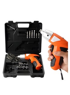 Buy Cordless Power Screwdriver Kit Rechargeable Electric 45pcs Cordless Drill Sets with Bidirectional Button and LED Light Drilling and Keyless No Noise Cordless Screwdriver Orange/Black in UAE