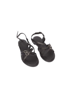 Buy Fancy Faux Leather Sandals With Peep Toe And Strap Design in Egypt